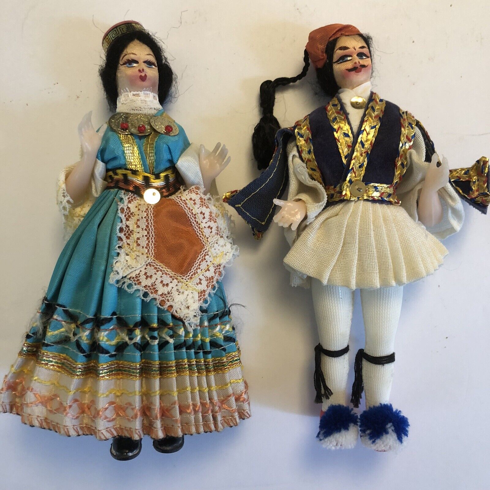 Greek Souvenir Male And Female Souvenir Dolls  Traditional Dress 6.25-7”