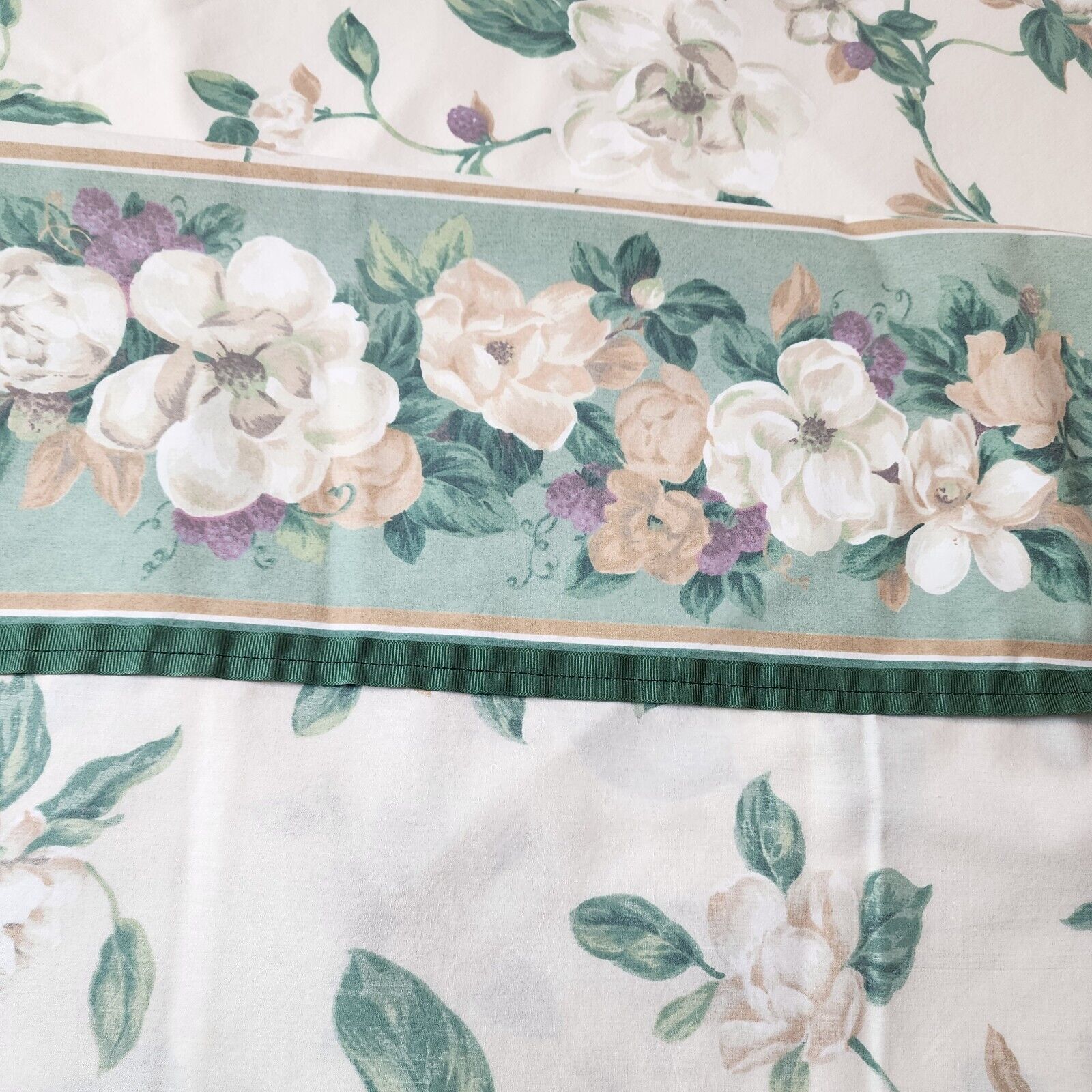 Vintage King Bed Flat Sheet 50/50 Vintage Glynda Turley Floral Flower Romance