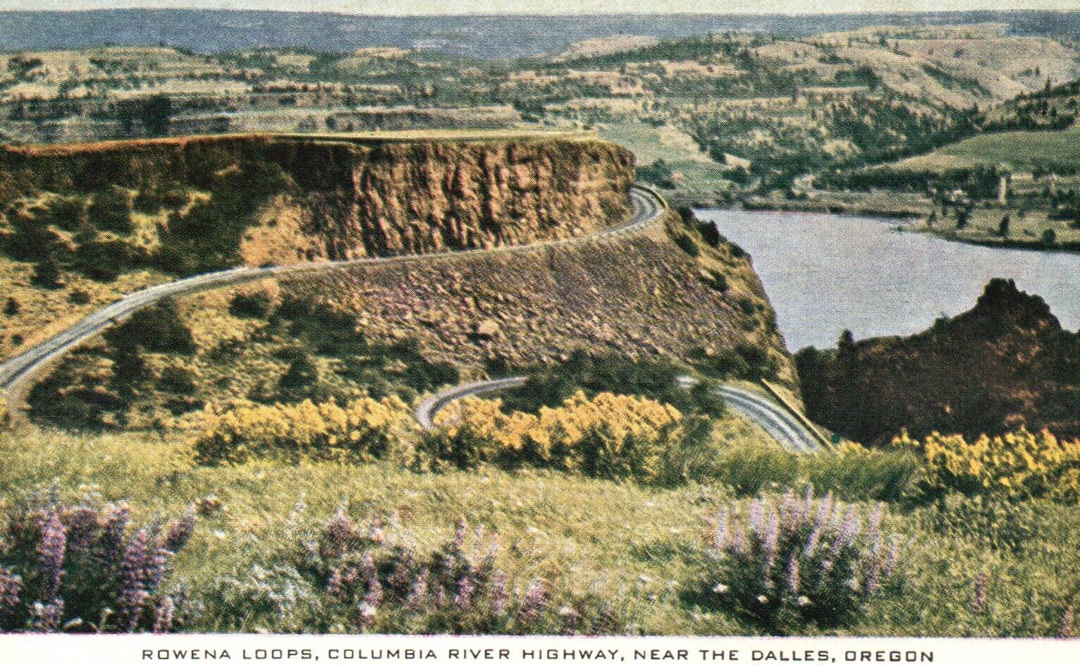 Postcard OR Columbia River Highway near Dalles Rowena Loops Vintage PC f8070