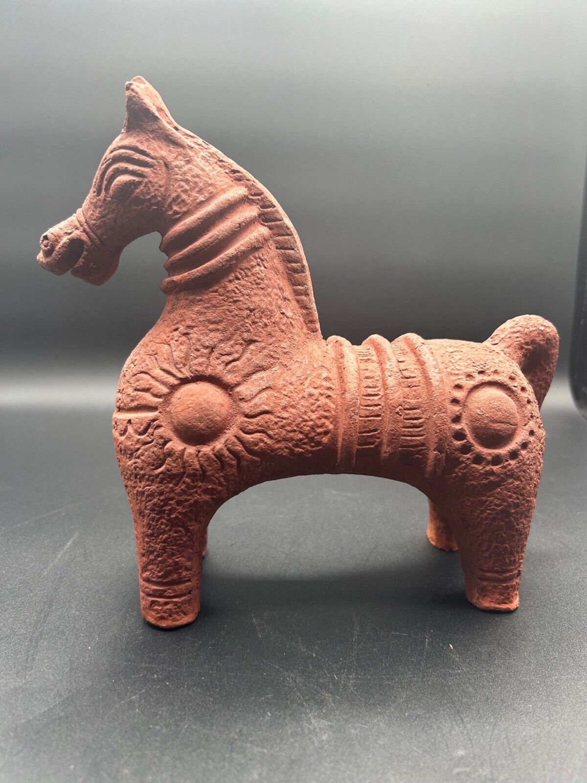 Vintage Terra Cotta Art Pottery Stylized Grecian Italian Style Horse Sculpture