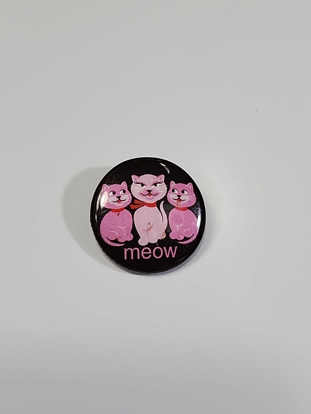 MEOW 3 Pink Cats Button Pin 1\