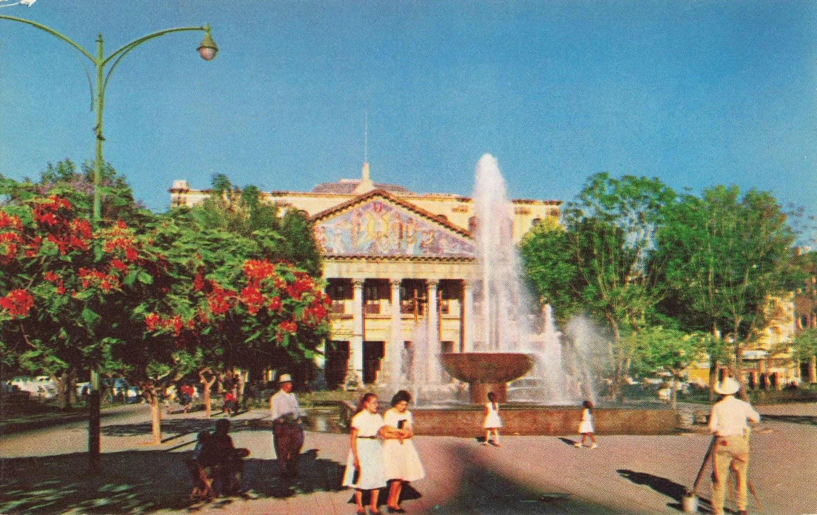 Guadalajara Jalisco Mexico, Degollado Theater, Fountain People, Vintage Postcard