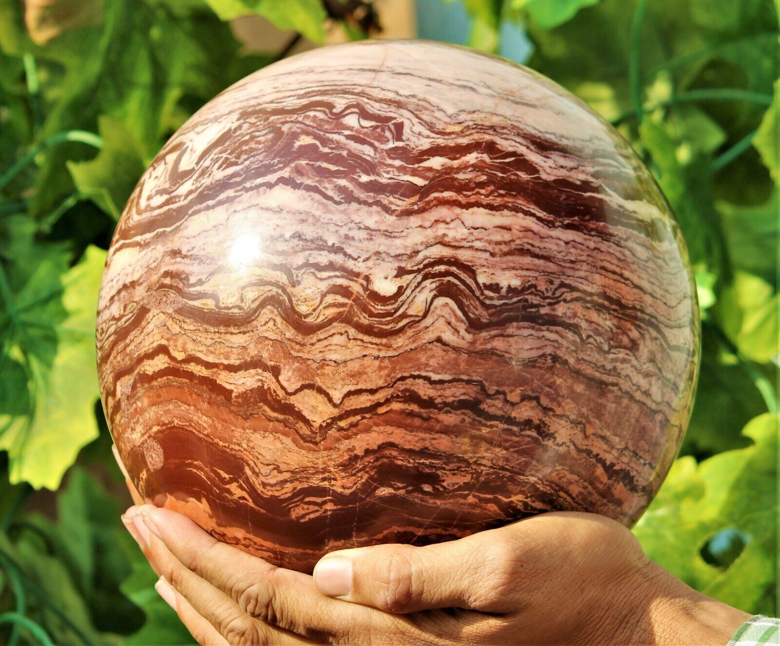 200mm Huge Brown Chocolate Jasper Crystal Healing Energy Stone Sphere Orb Globe
