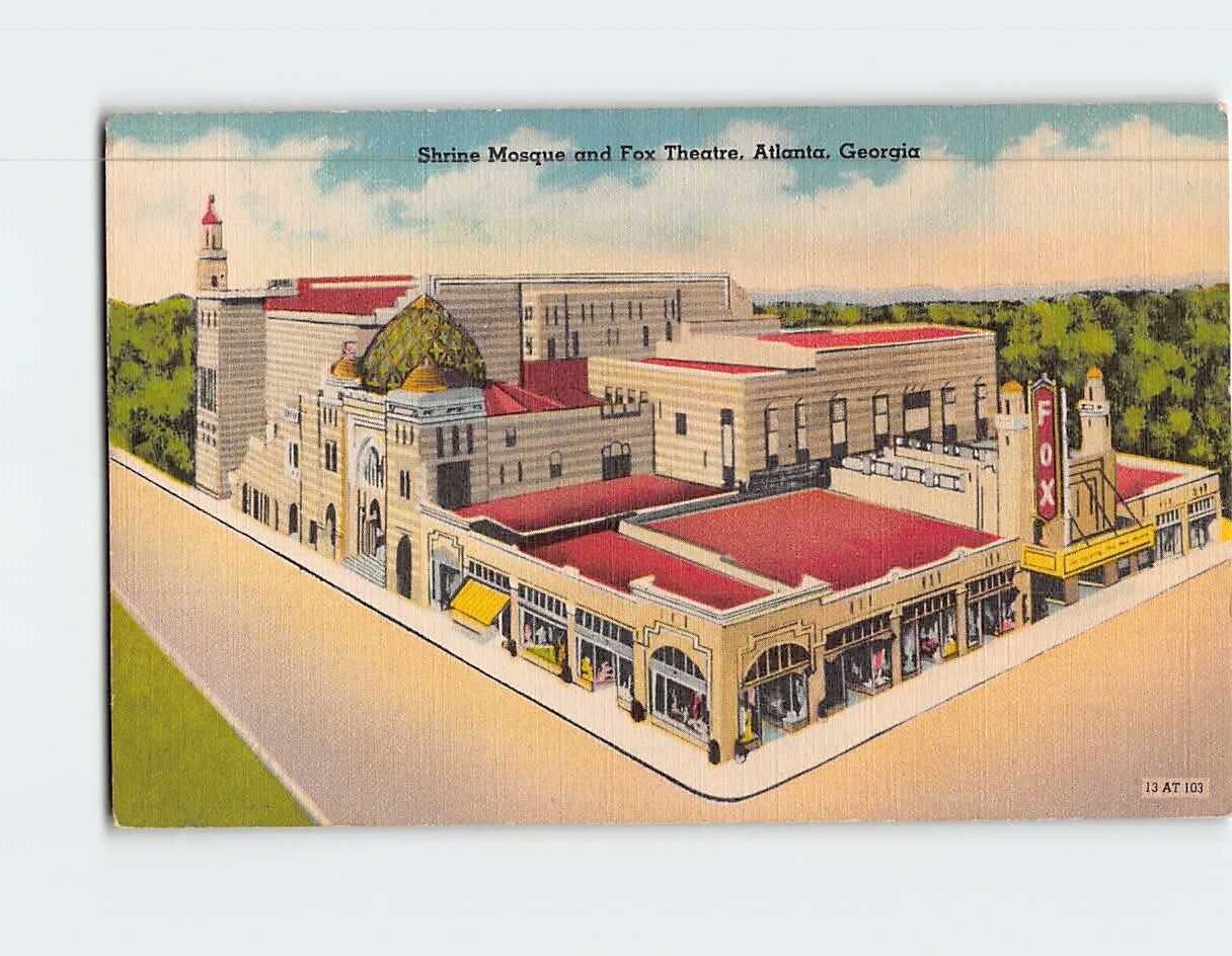 Postcard Shrine Mosque & Fox Theatre Atlanta Georgia USA