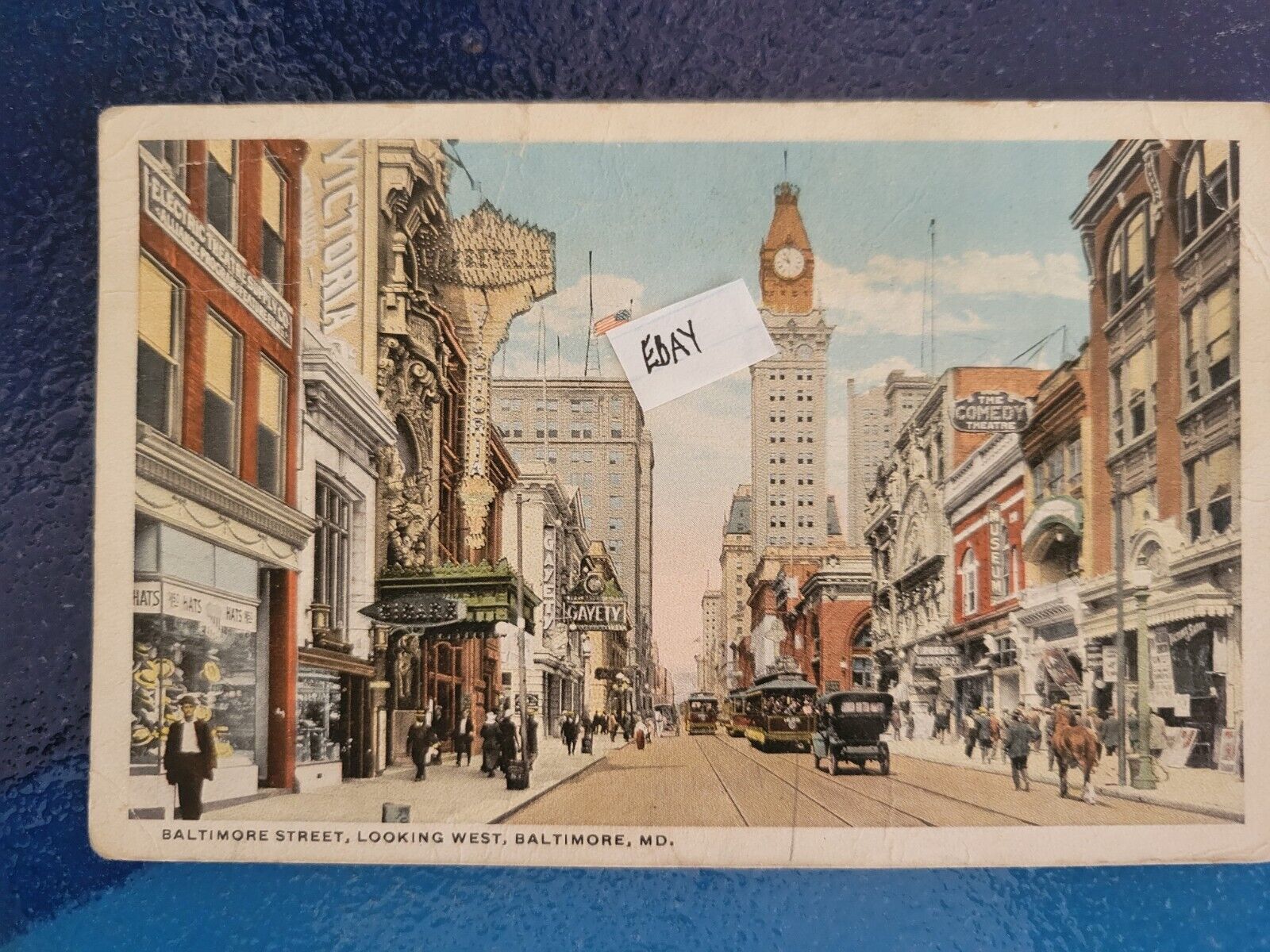 VTG ca 1920 PC Baltimore Street looking West Baltimore Maryland MD postmarked 