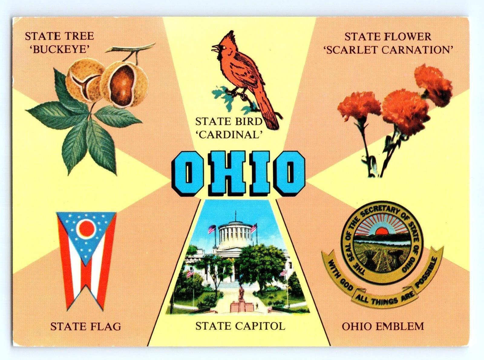 Ohio State Capitol Vintage Postcard McKinley Memorial Emblem Vintage Postcard