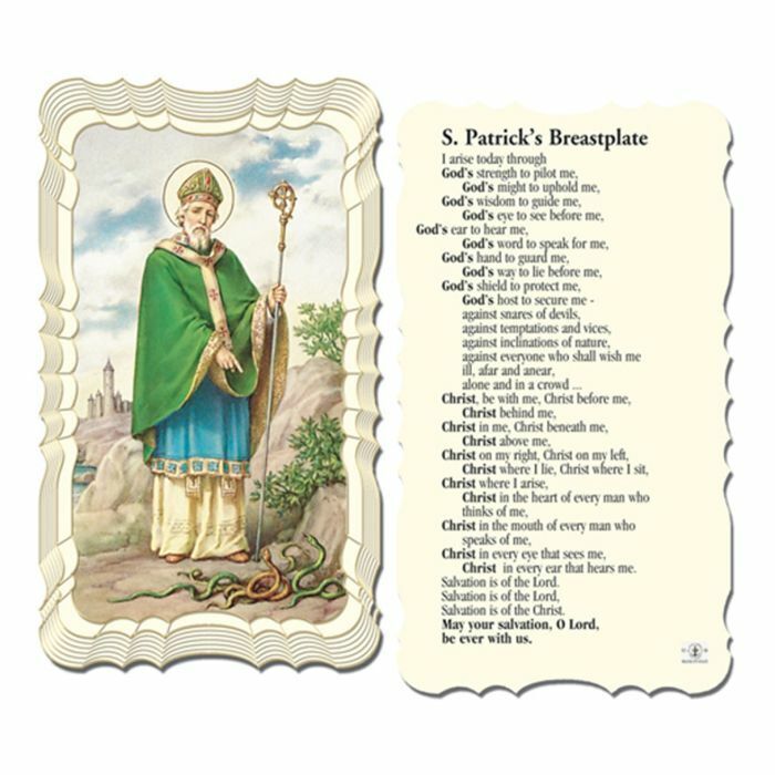 Saint Patrick - St. Patrick\'s Breastplate -Scalloped trim - Paperstock Holy Card