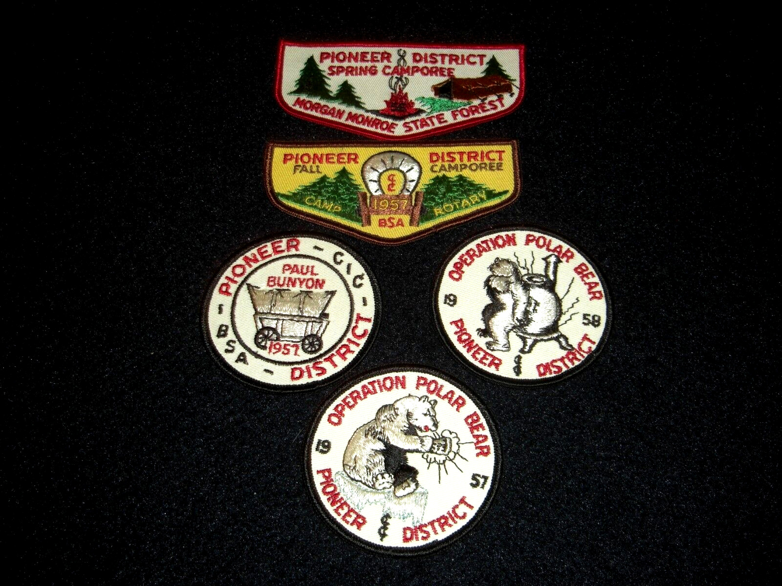 BSA Council Vintage Patches From 1956-1957-1958 Indiana Pioneer District Mint