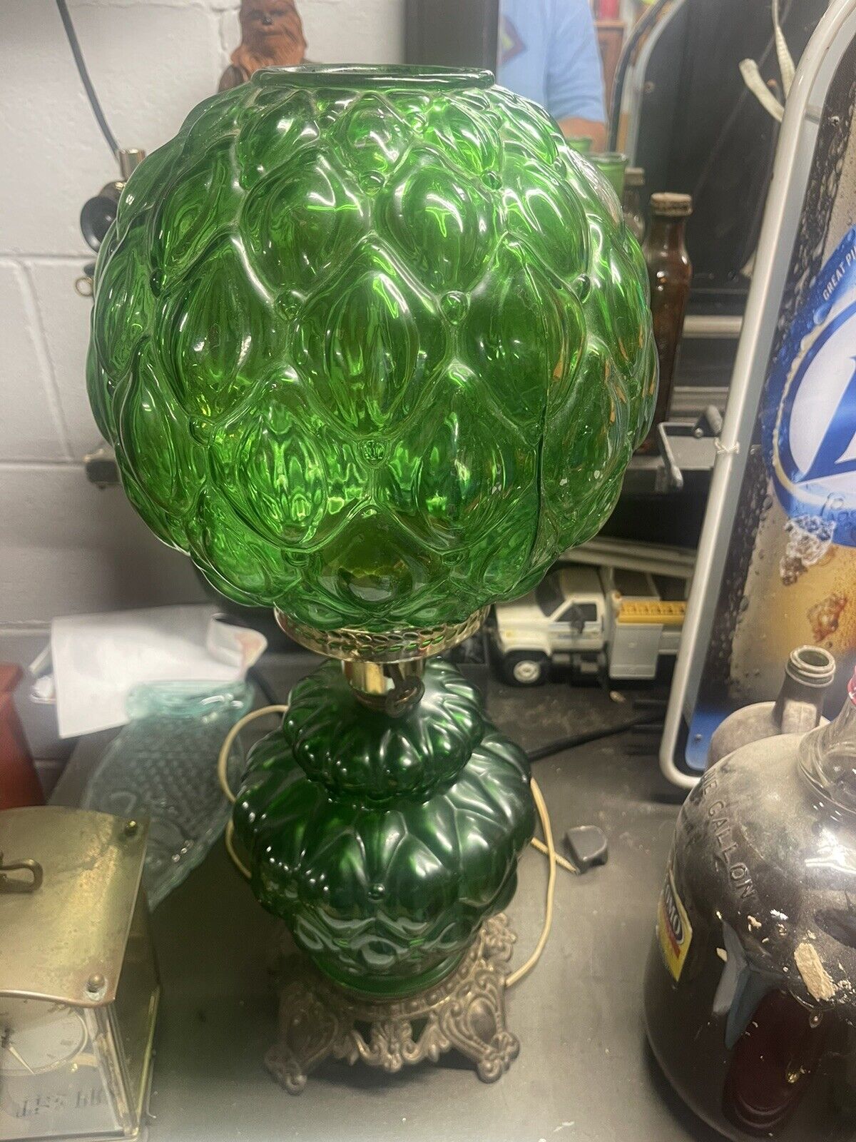 vintage accurate hurricane style parlor lamp  green