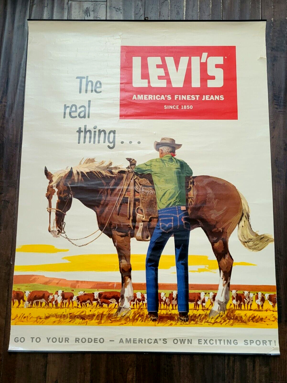 Vintage Levi\'s Poster  40 x 30 in  1950~60\'s Rare