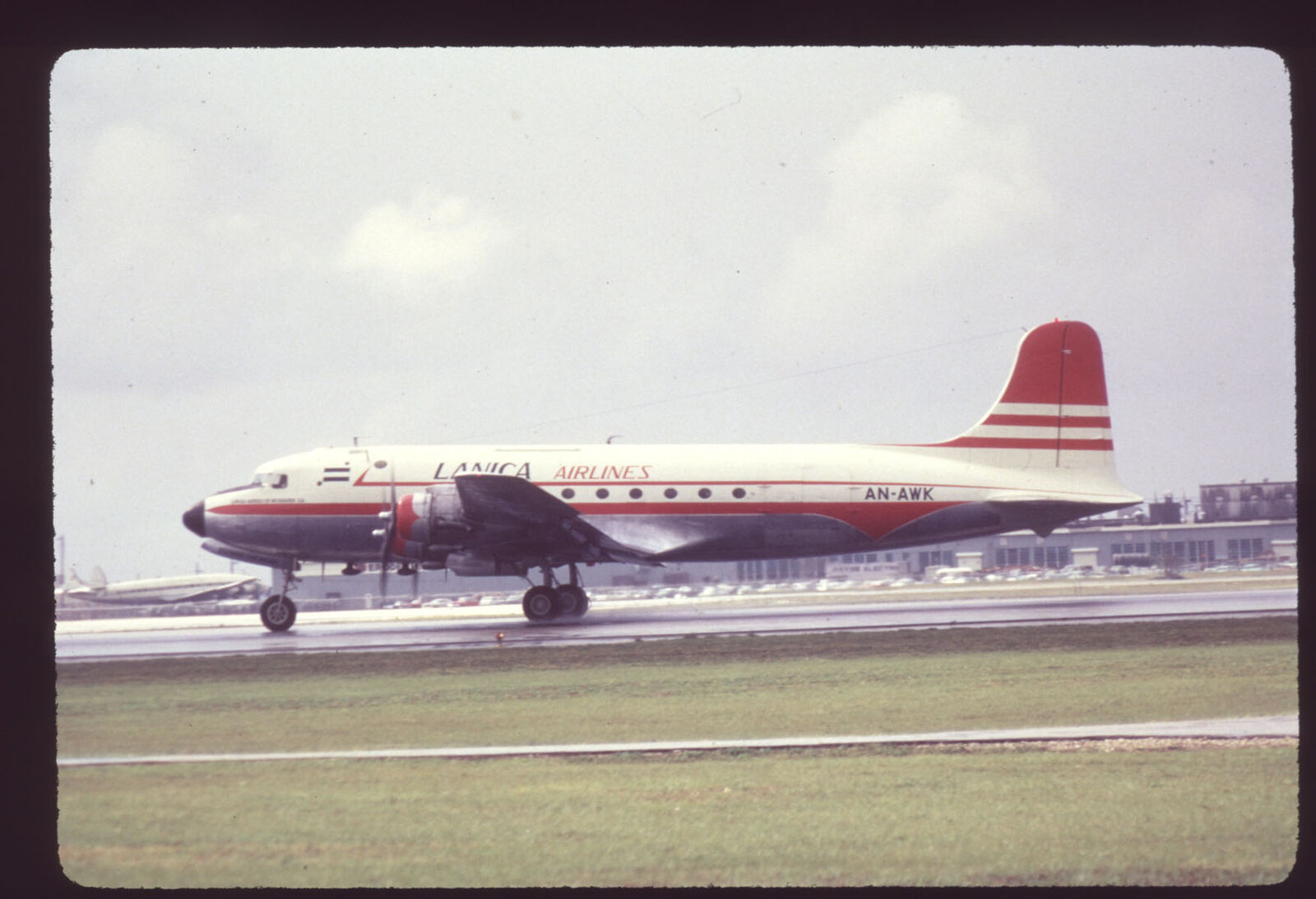 Dupe 35mm airline slide Lanica DC-4 AN-AWK