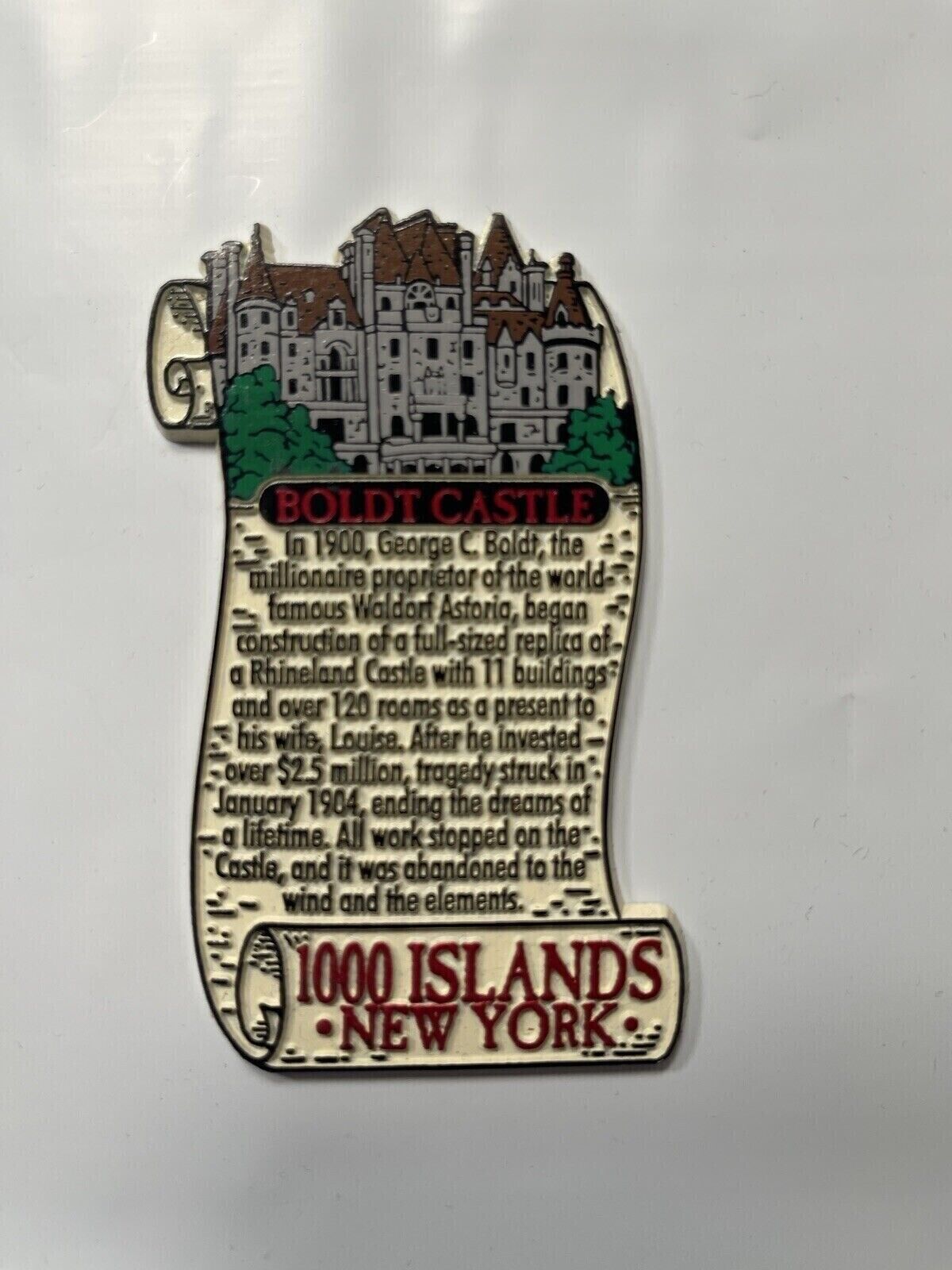 Boldt Castle Thousand Islands NY New York Vintage Fridge Scroll Magnet