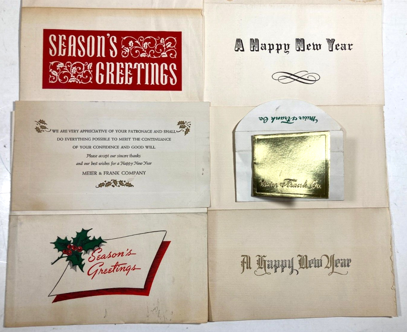 1940s MEIER & FRANK Co. CHRISTMAS Customer Appreciation CARD Lot NEW YEARS Vtg