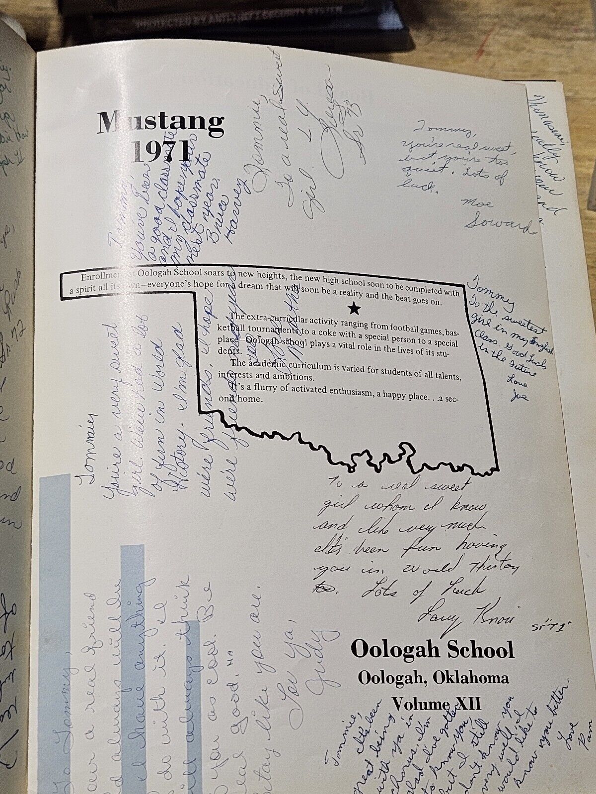 1971 Oologah Oklahoma Yearbook - Mustangs K-12 High School Elementary 70s SIGNED