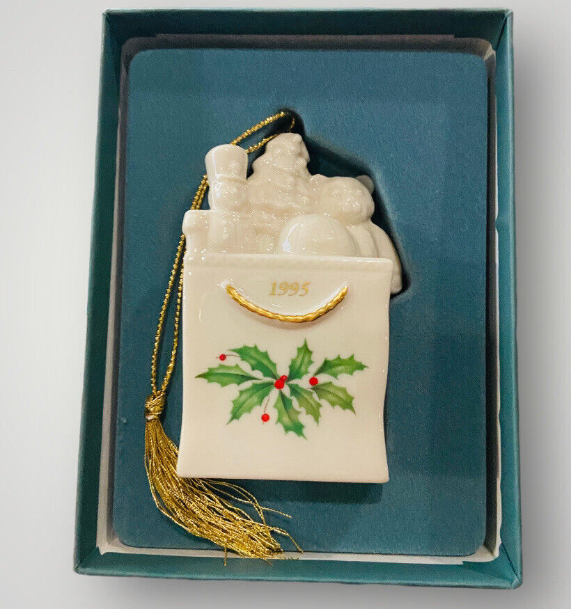 LENOX 1995 Porcelain HOLIDAY PACKAGE Christmas Ornament with Original Box