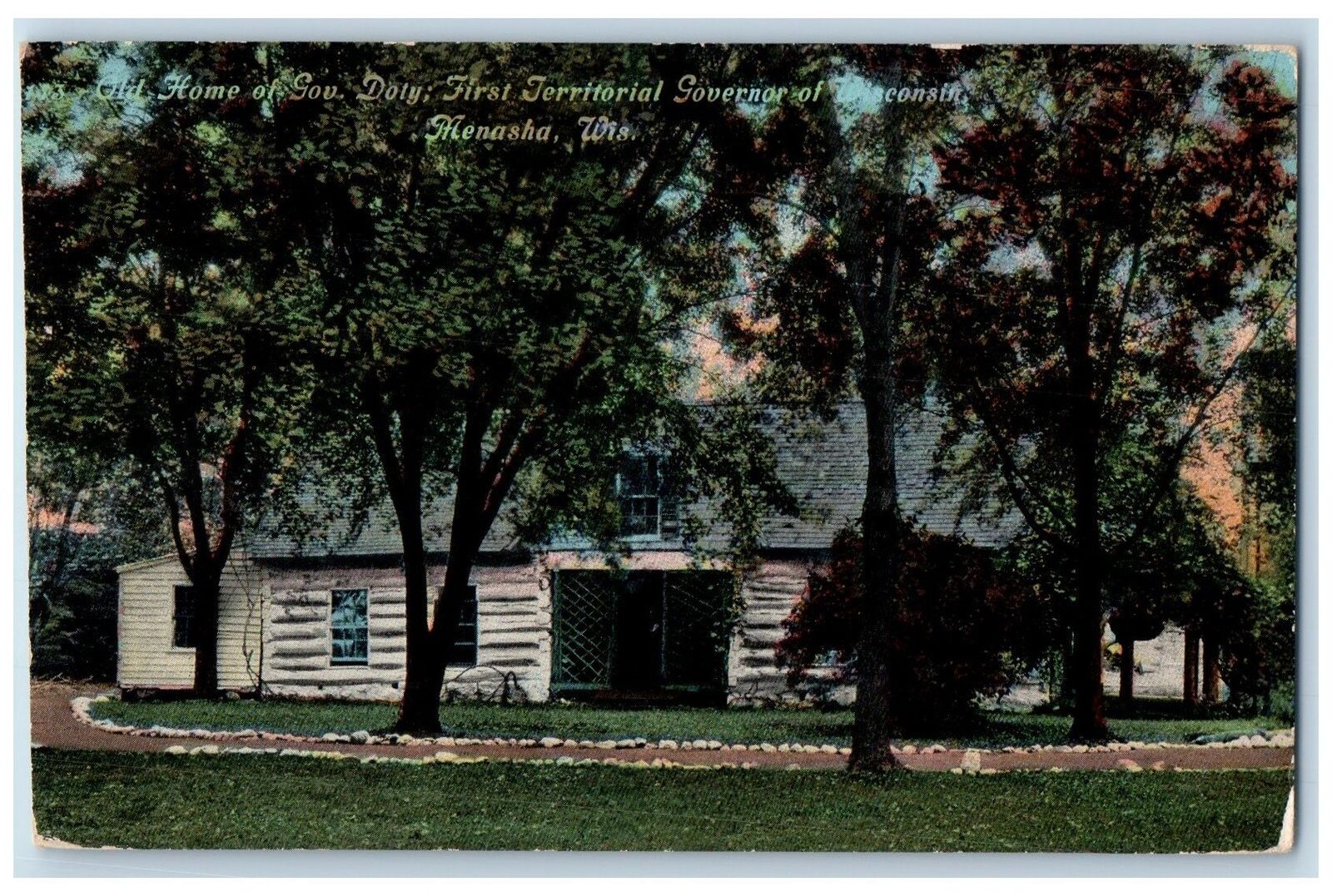 c1910\'s Old House Gov. Doty First Territorial Governor Menasha WI Postcard