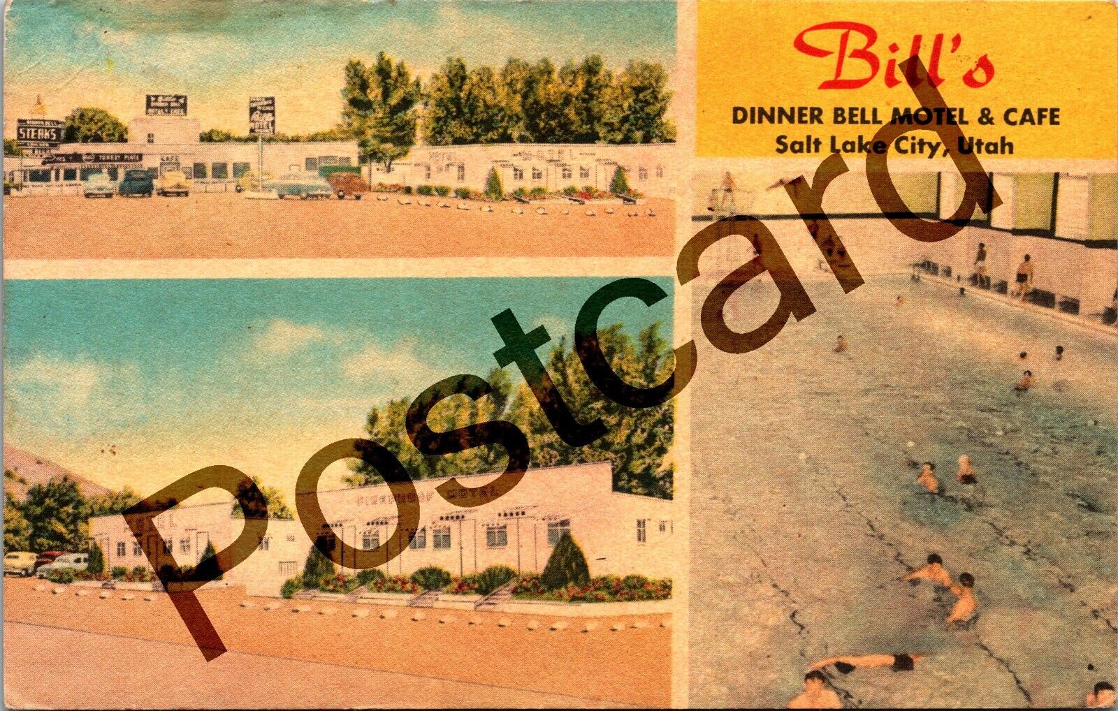 1952 SALT LAKE CITY UT, Bill\'s Dinner Bell Motel & Cafe,  postcard jj118