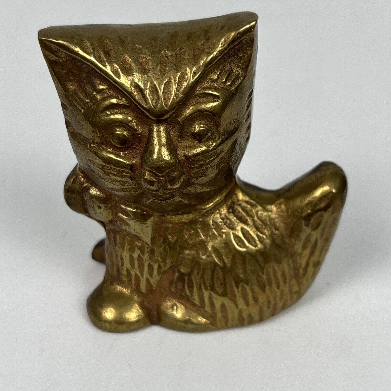 Vintage Brass Kitty Cat Figurine 3.75