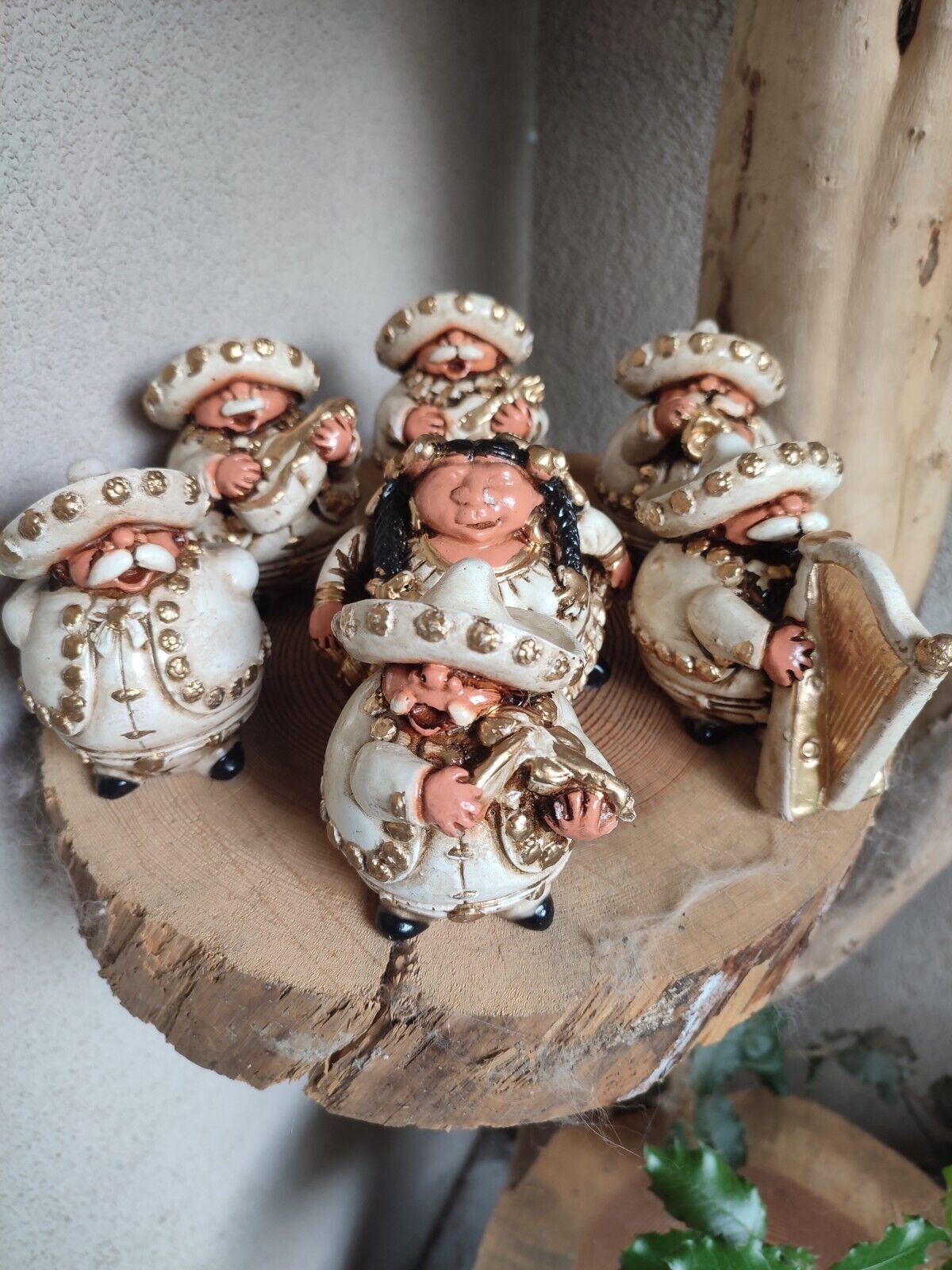 vintage seven Mexican figures Mariachi band fat friends deco collection 