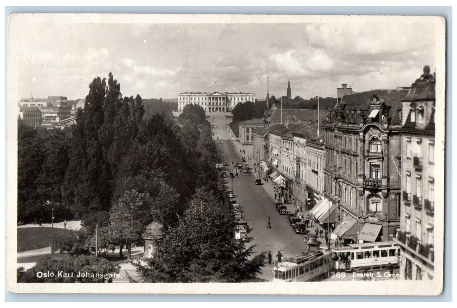 Oslo Norway Postcard Oslo Karl Johansgate Main Street 1937 RPPC Photo