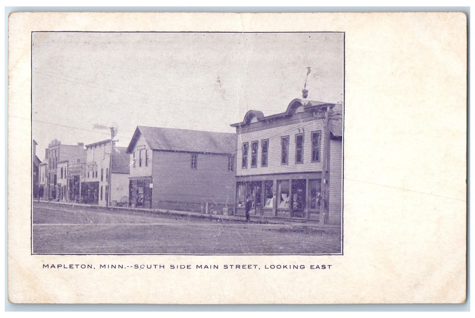 c1905's South Side Main Street Looking East Mapleton Minnesota Private Postcard
