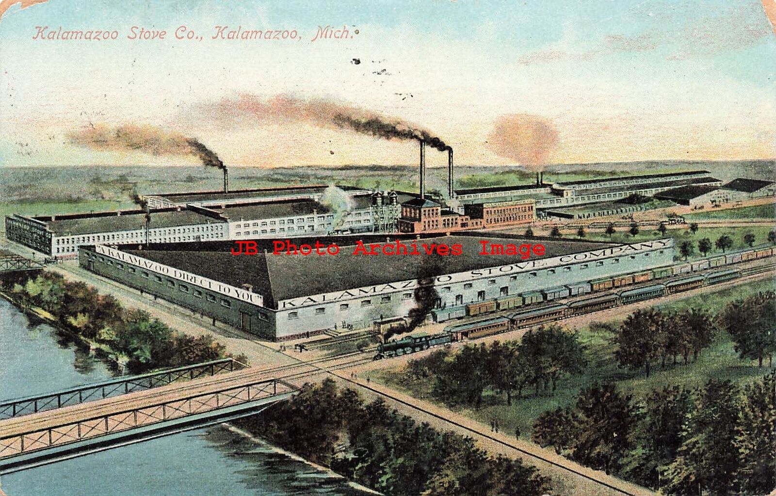 MI, Kalamazoo, Michigan, Kalamazoo Stove Co Plant, Panorama Scene, No 252-596