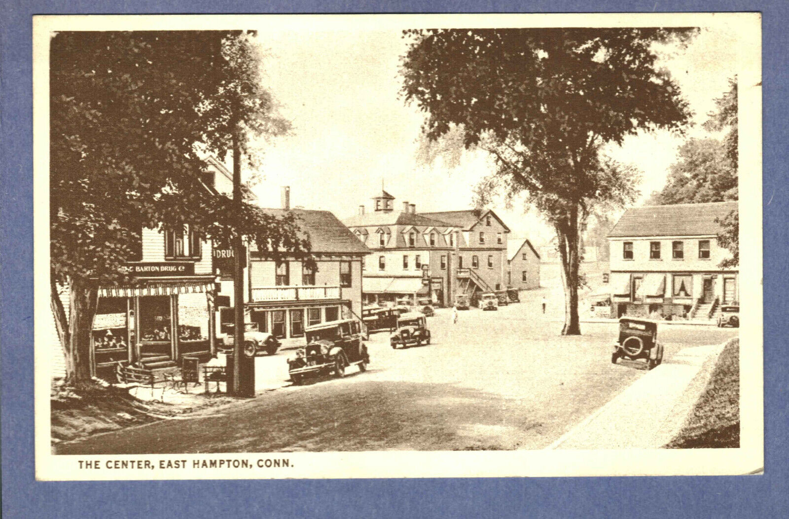 Postcard The Center East Hampton Connecticut CT Vintage Cars c 1920s