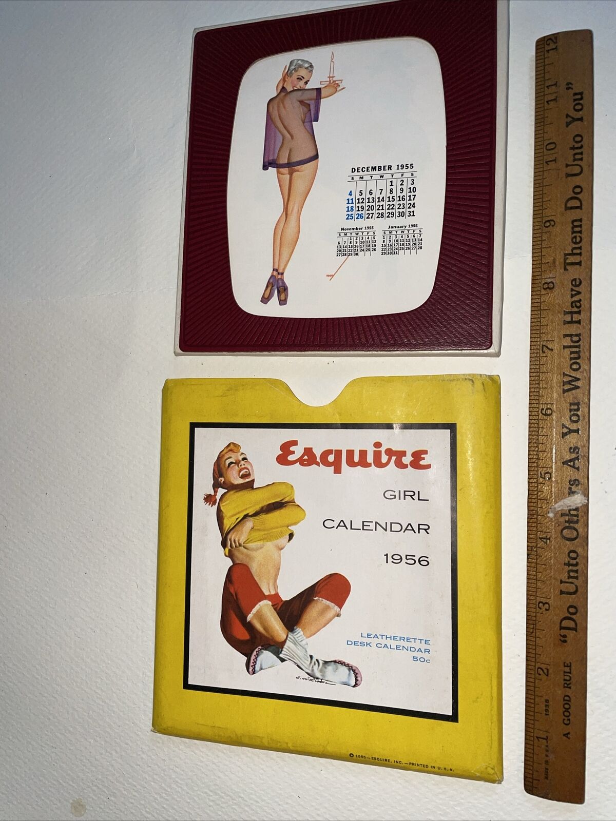 Esquire Magazine 1956 Leatherette Pinup Girl Desk Calendar Sleeve
