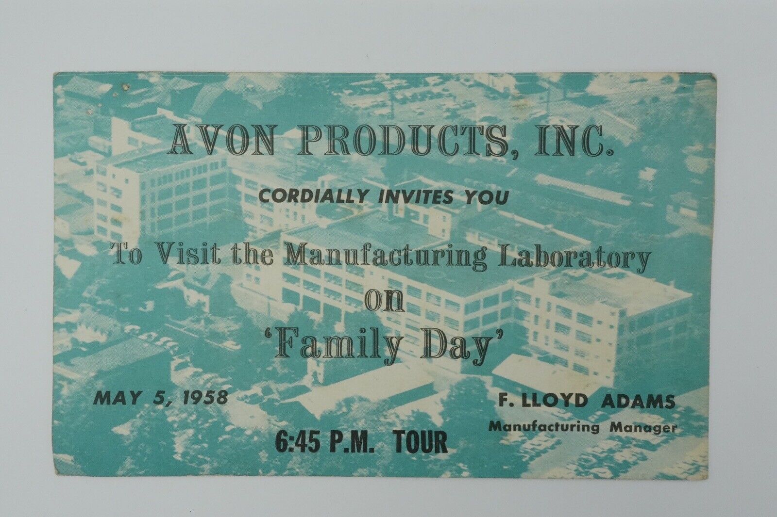 Avon Products Family Day Manufacturing Lab Suffern NY May 5, 1958 Invitation
