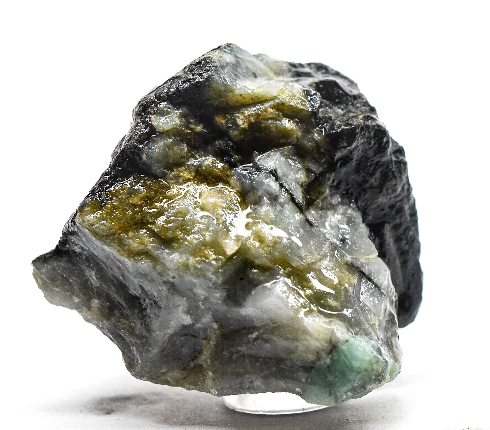 85g Green Yellow Beryl in Matrix Rough Natural Heliodor Emerald Crystal - Brazil