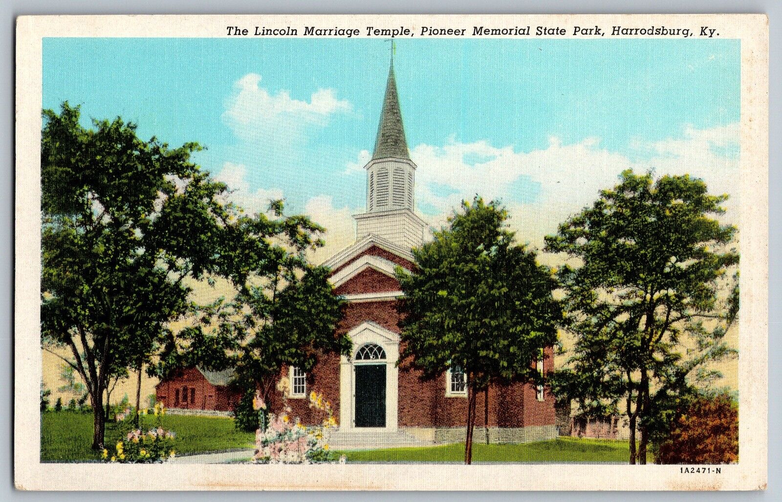 Harrodsburg, Kentucky KY - The Lincoln Marriage Temple - Vintage Postcard