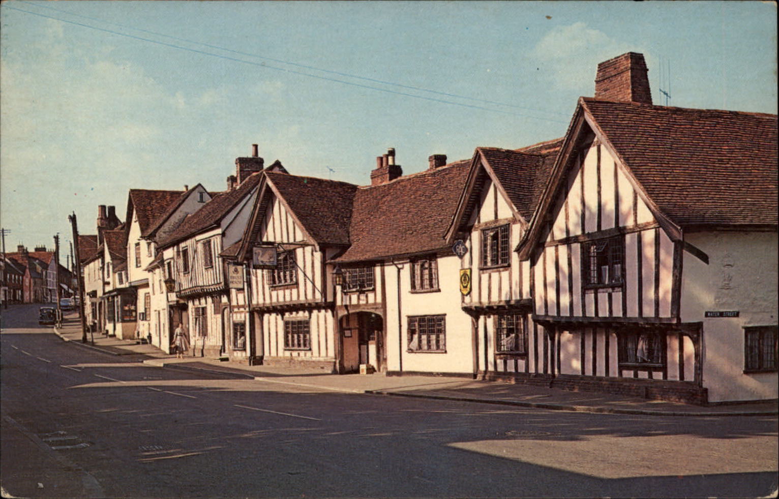 Lavenham Suffolk Co England Swan Hotel street scene unused vintage postcard
