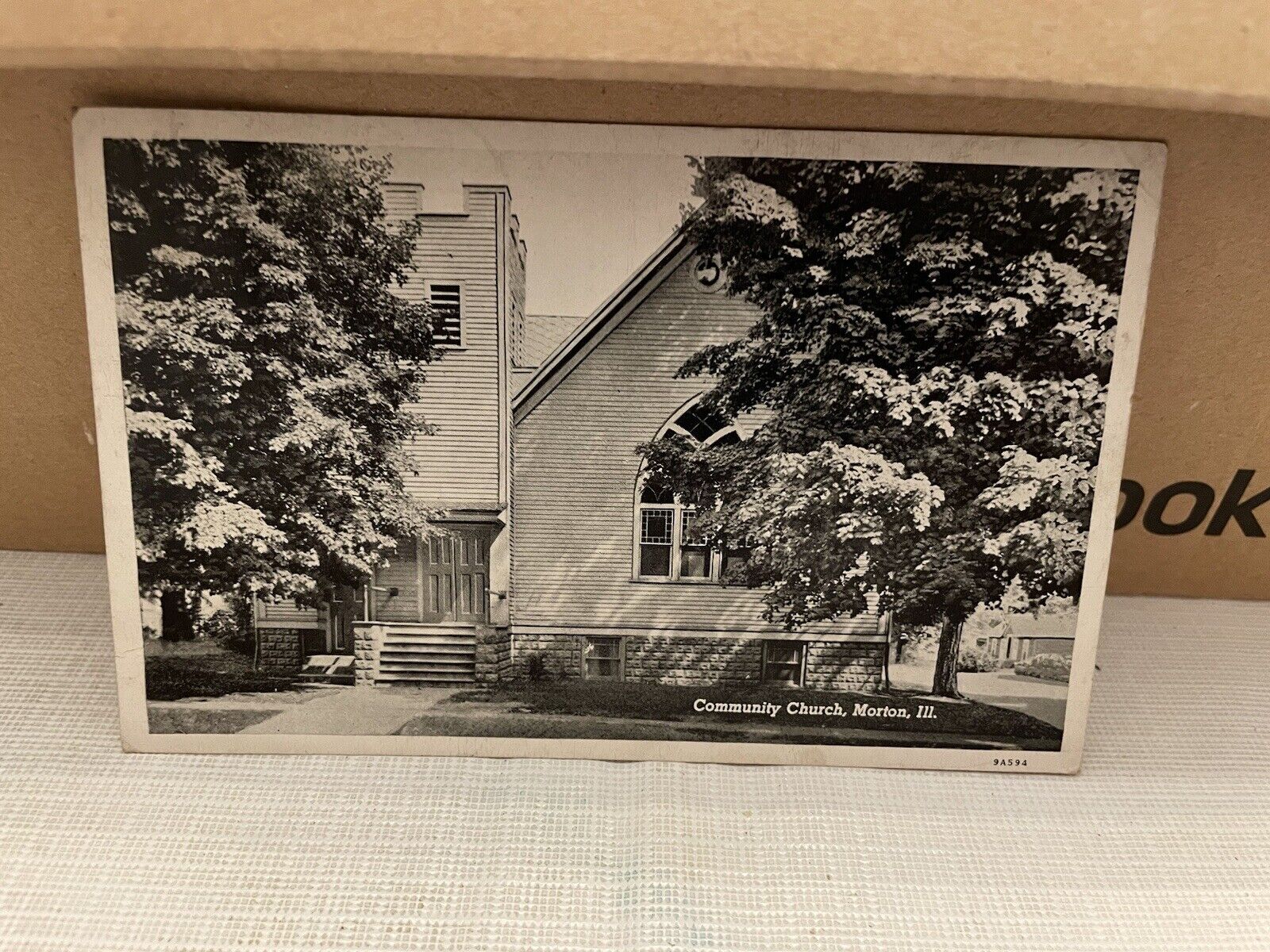 Vtg Postcard Community Church Morton IL 1940? 