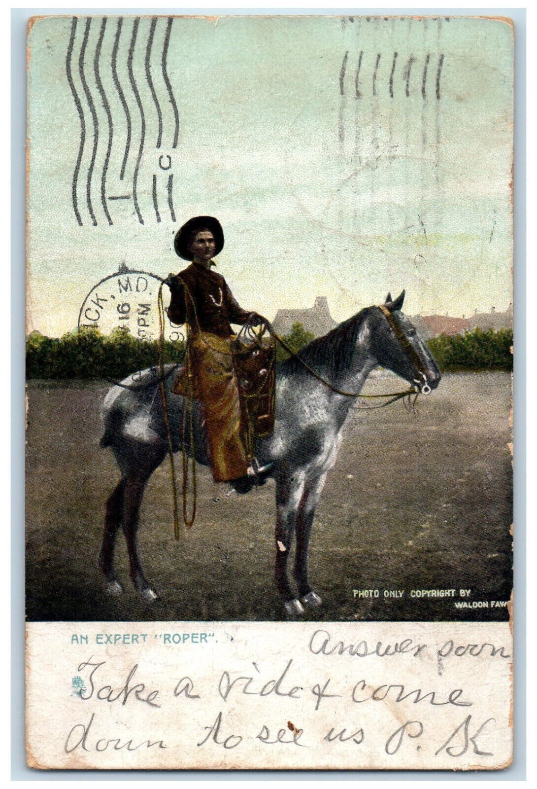 1907 An Expert Roper Middletown MD Brunswick MD Raphotype Tuck Art Postcard