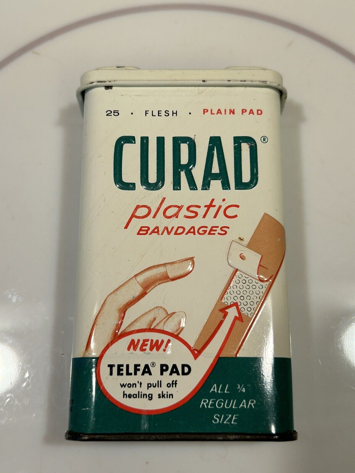 Vintage Curad Bandaid Tin Container With Bandaids