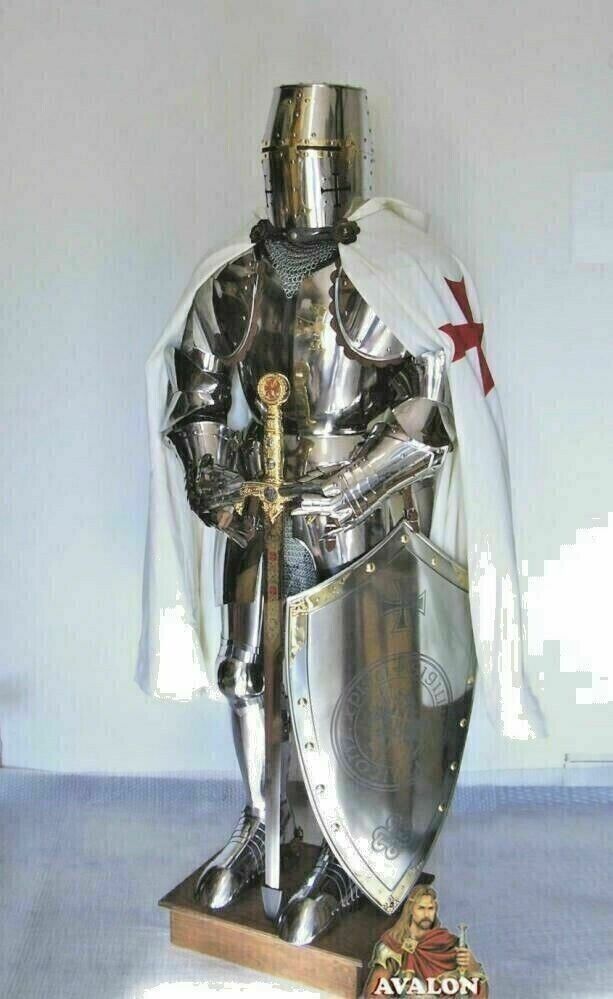 Medieval Knight Wearable Suit Of Armor Crusader Combat Full Body Armour W/Stand