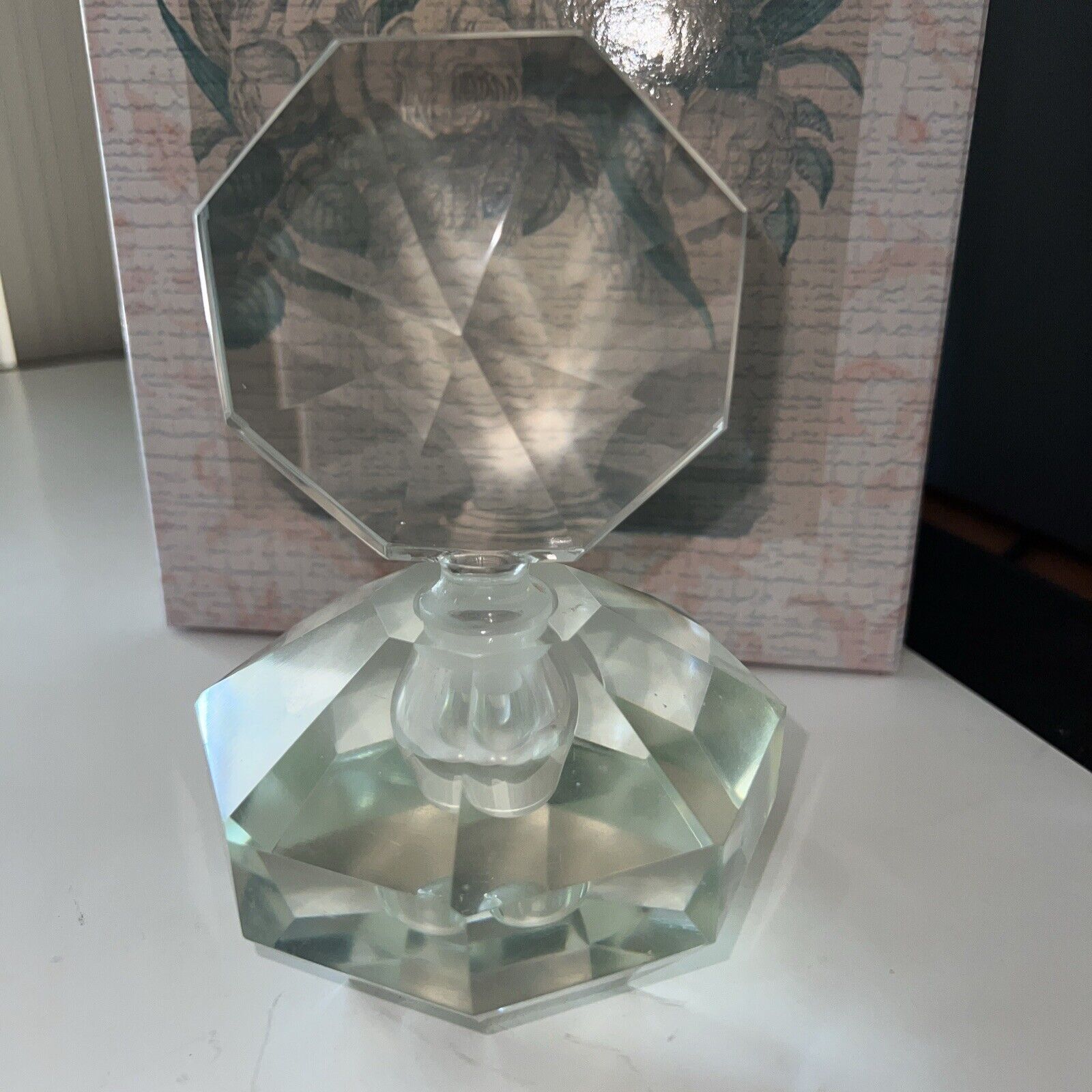 1950's Crystal Perfume Bottle Vanity Accessory Estate Find Tiffany Inspired