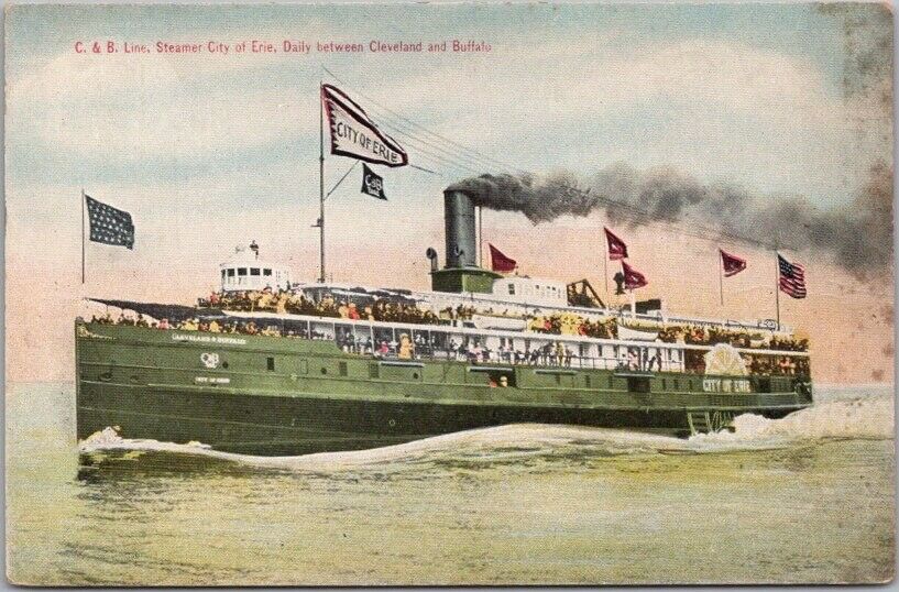c1910s C&B LINE Great Lakes Ship Postcard 