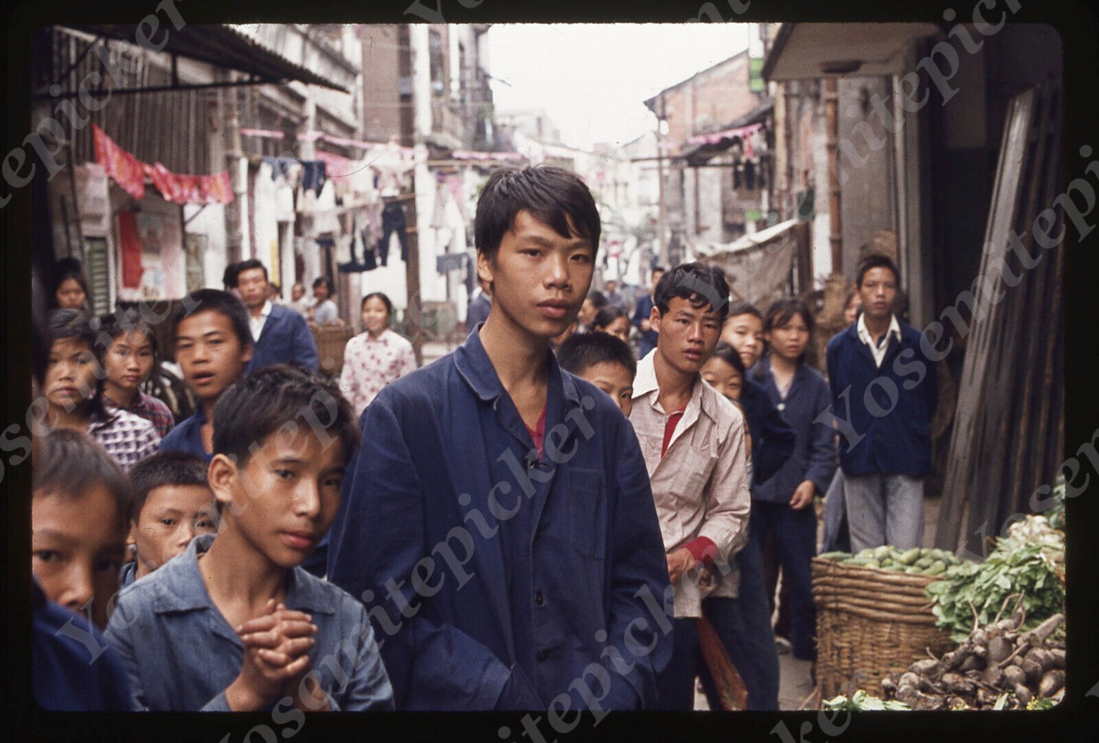 sl82 Original slide 1976 China ? Young men city street 008a