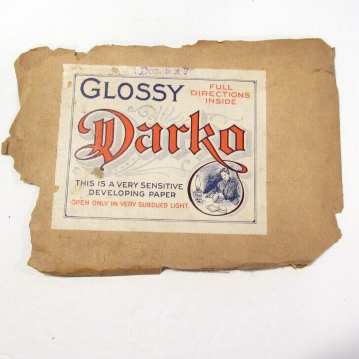 Antique Glossy Darko Photography Sensitive Developing Piece of Paper Envelope