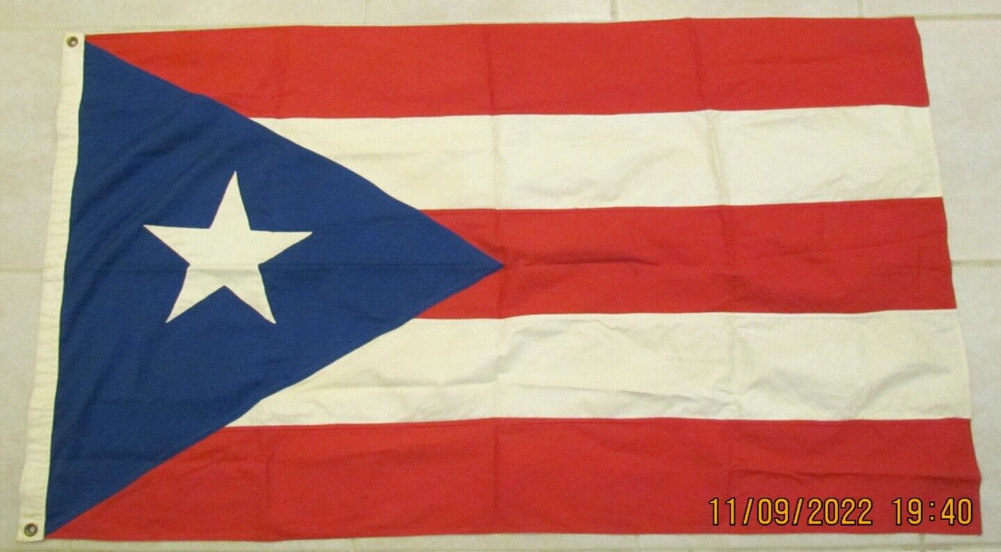 Vintage Puerto Rico Cotton Flag Double Sided 1970's Nautical Island Banner