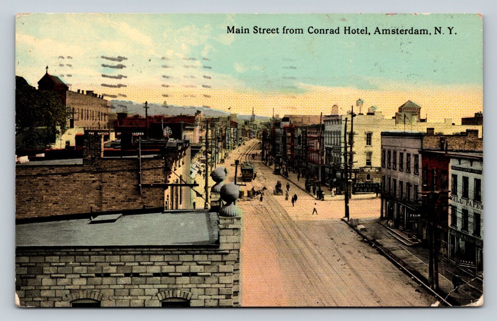 c1910s Main Street From Conrad Hotel Amsterdam New York ANTIQUE Postcard