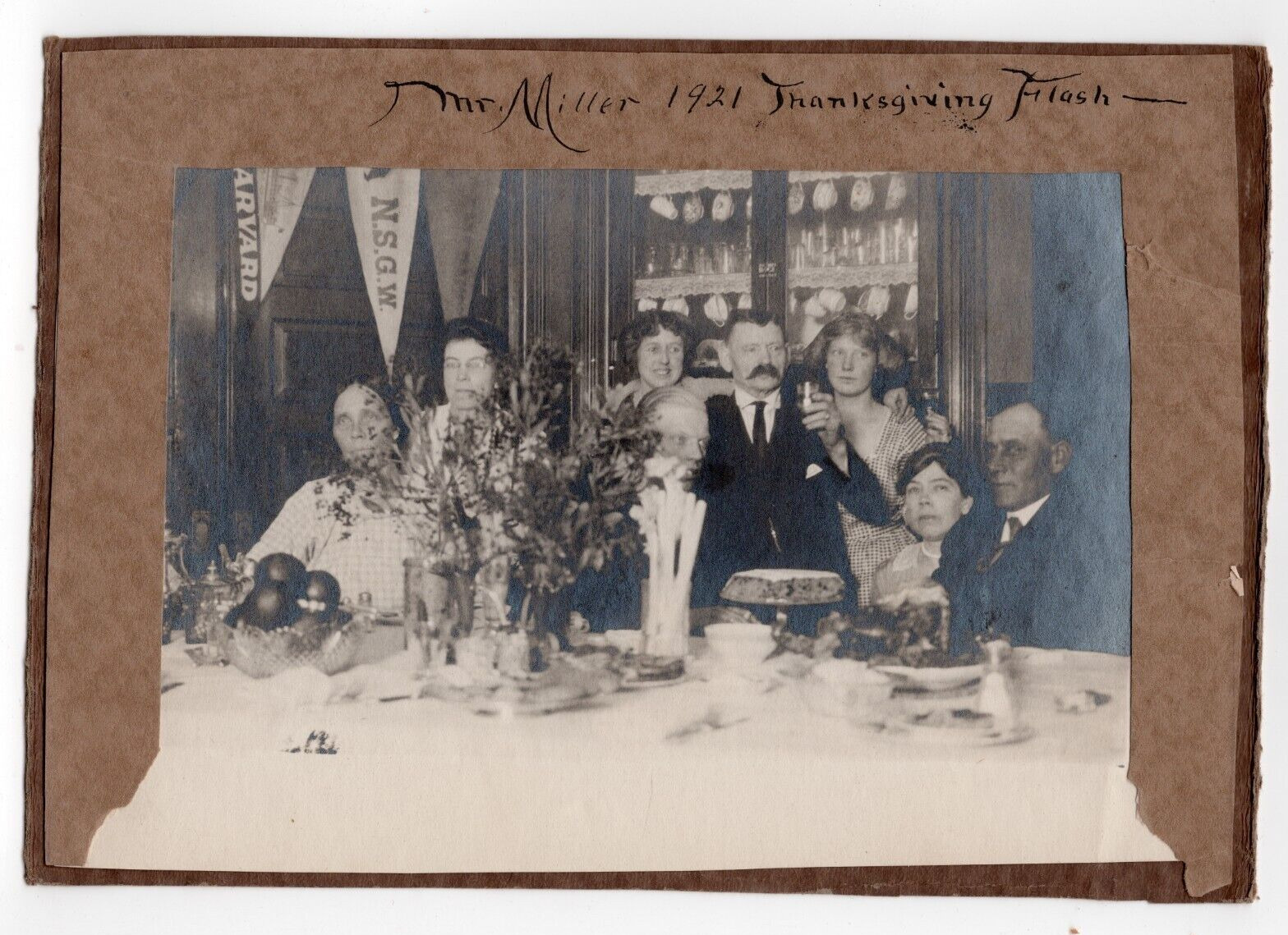 Antique Photo 1921 Thanksgiving Dinner Group Harvard University