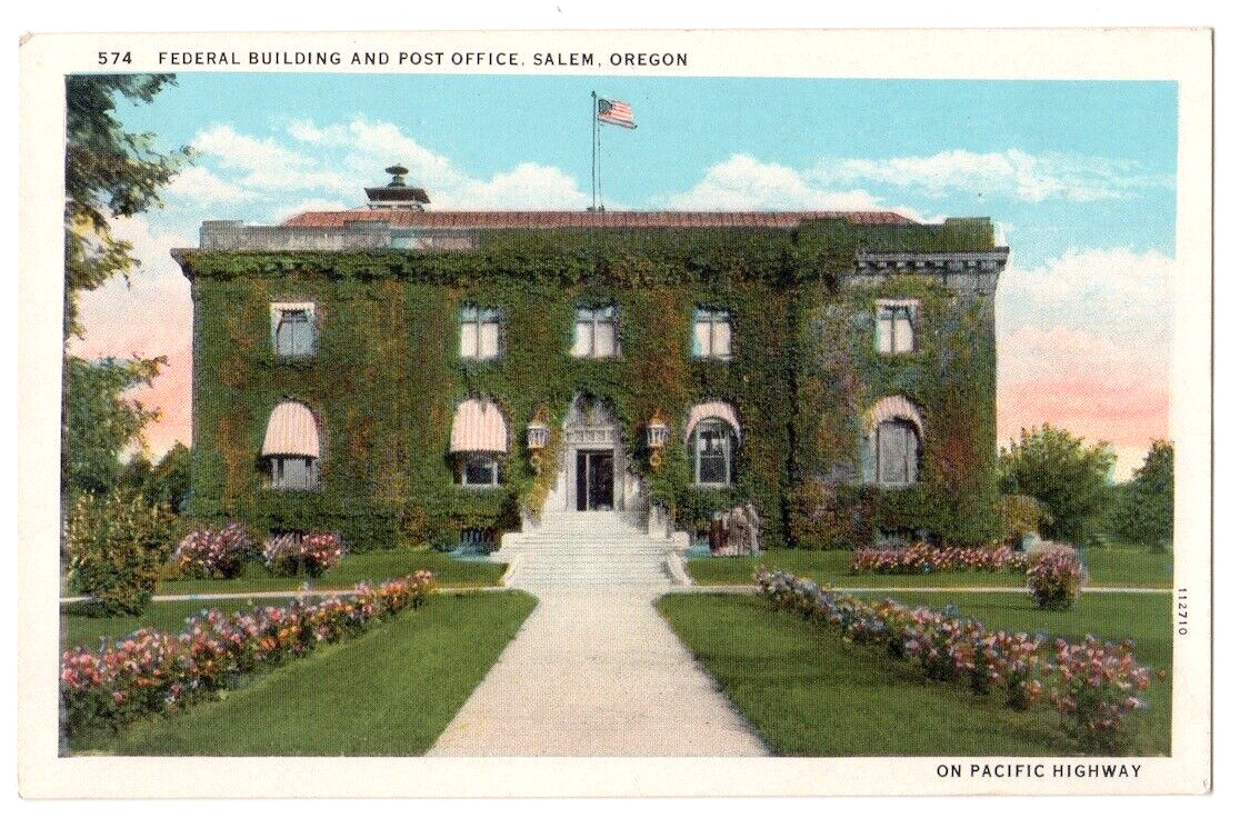 Salem Oregon c1920\'s ivy covered Federal Building and Post Office