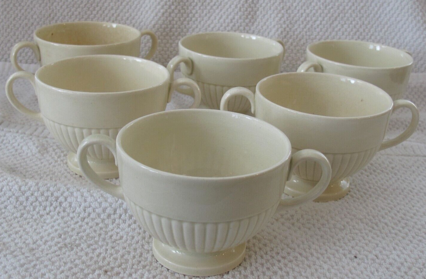Set of 6 Early Antique Wedgwood Edme Of Etruria Double Handled Cup Bowl Set