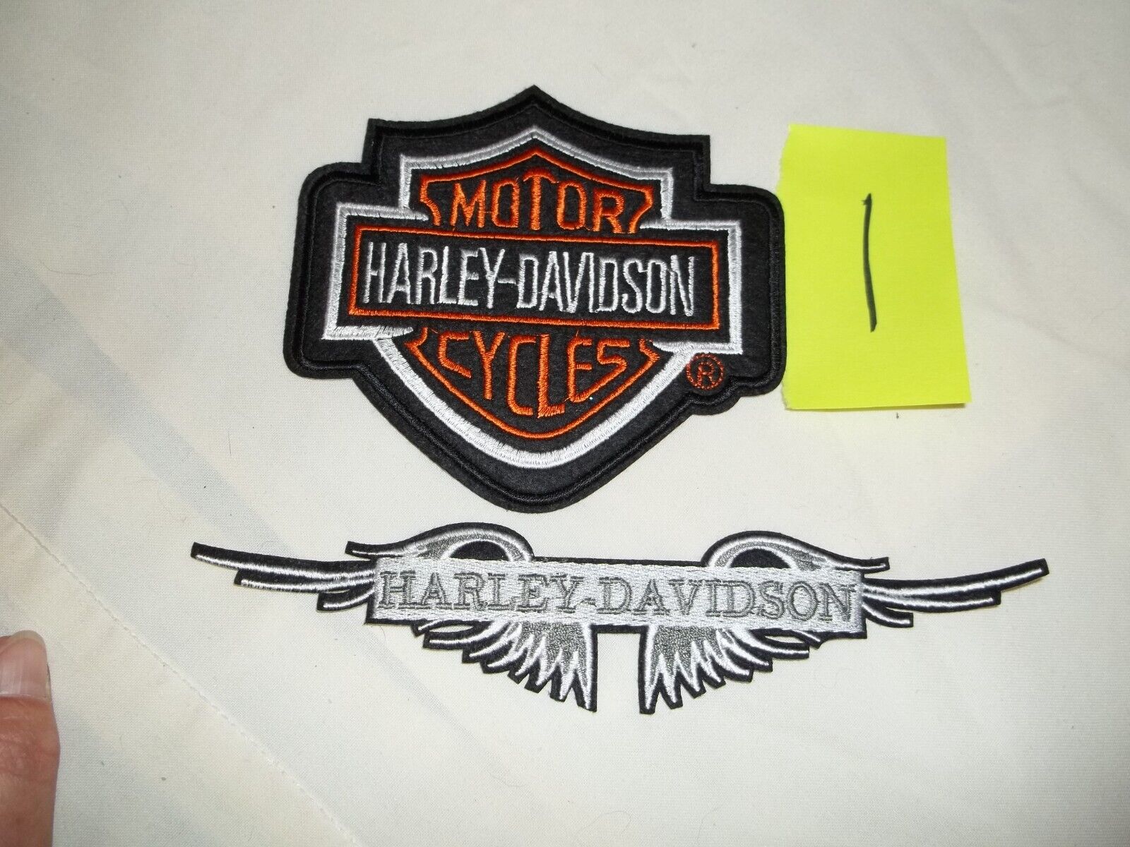 #1 lot two Harley Davidson Motorcycle Embroidered Patches New Unused Sew on