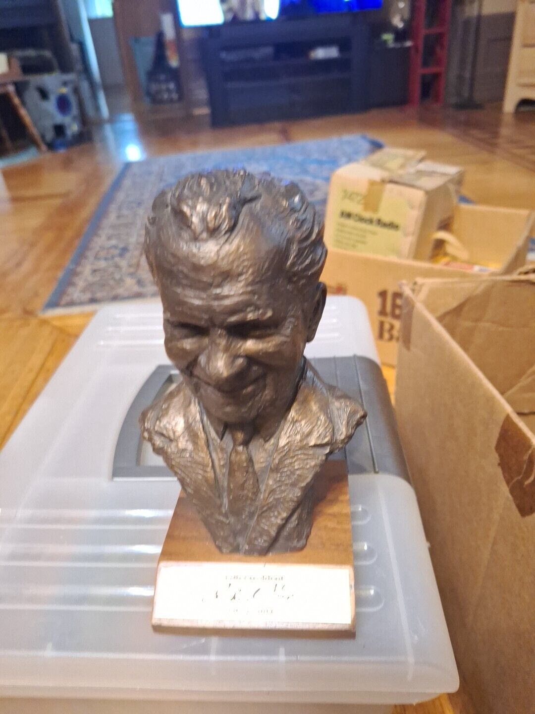 34th President RICHARD NIXON Presidential Bronze Bust W/ Signature Plate 