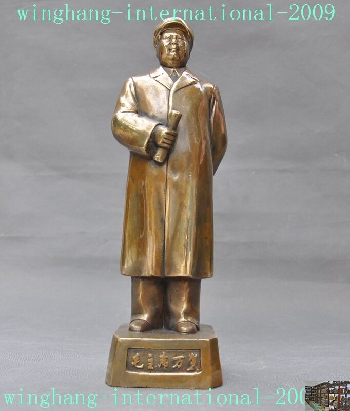 Collection Chinese Bronze Great leader Revolutionist Mao Zedong Chairman statue