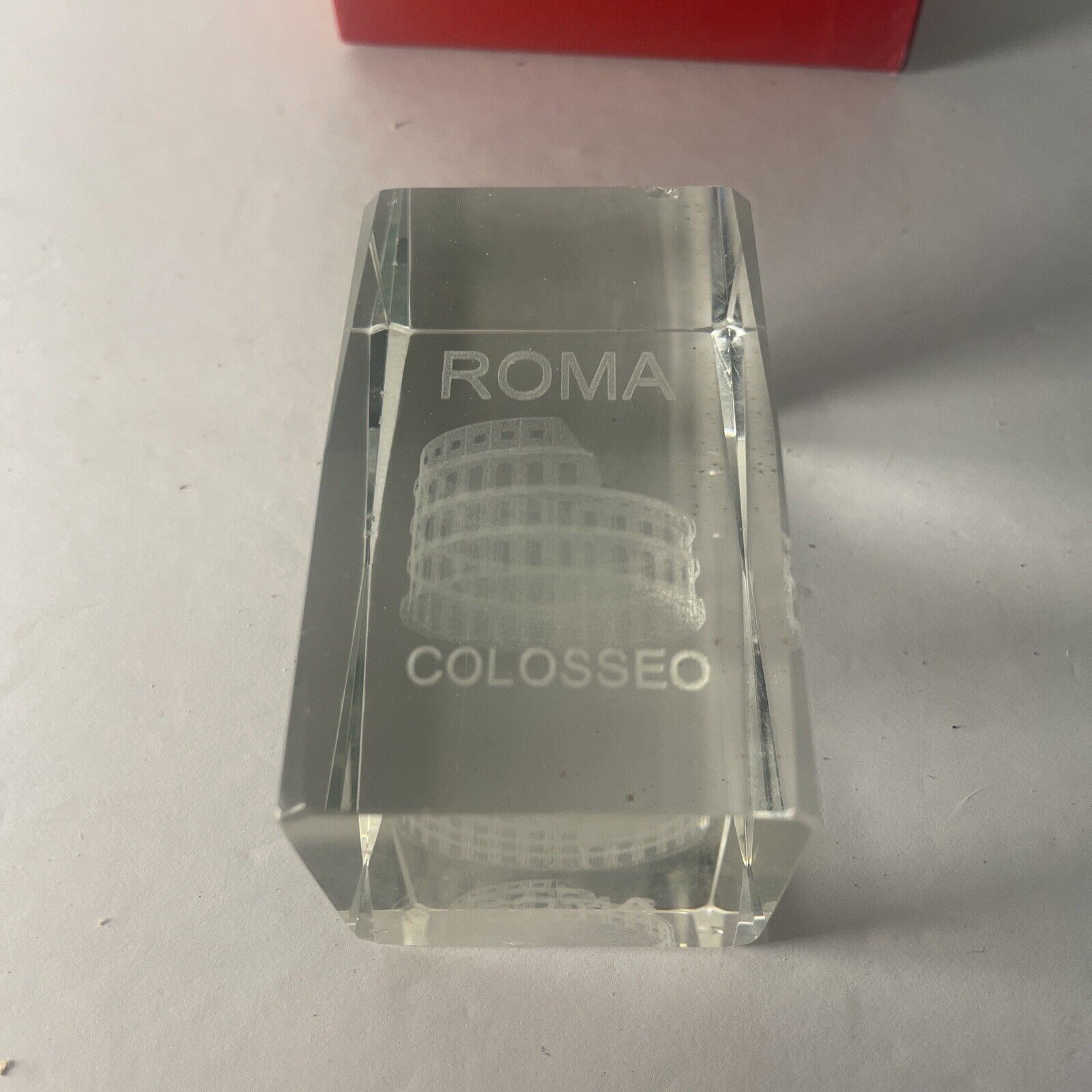 Roma Il Colloseo Roman Colosseum Paperweight 3D Laser Etched Etching Italy Rome