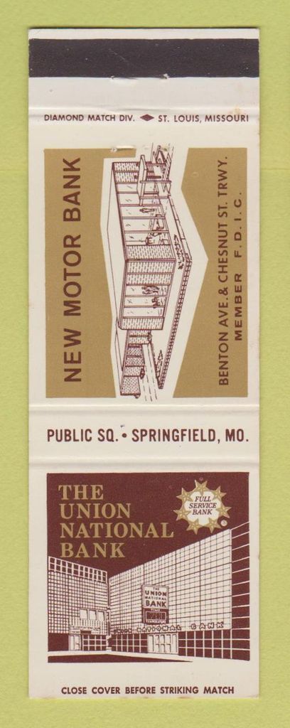 Matchbook Cover - Union National Bank Springfield MO